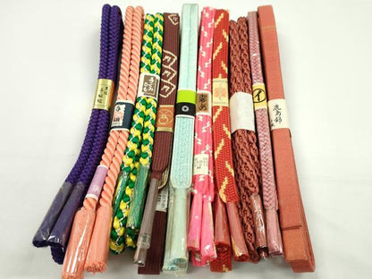 平和屋着物●和装小物　帯締め10本セット　高麗組　鹿島錦　丸組　金銀糸　逸品　未使用　CABF7570ju