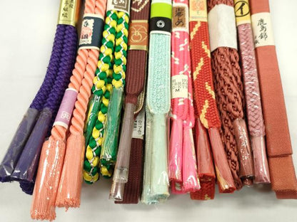 平和屋着物●和装小物　帯締め10本セット　高麗組　鹿島錦　丸組　金銀糸　逸品　未使用　CABF7570ju