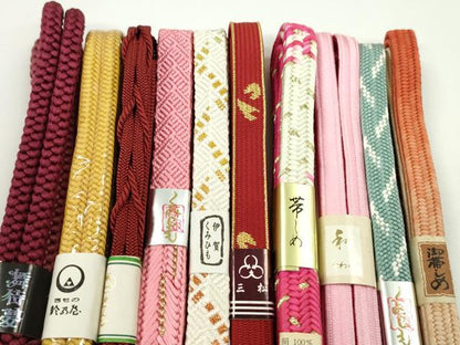 平和屋着物●和装小物　帯締め10本セット　高麗組　伊賀組紐　礼装用　丸組　鈴乃屋扱い　金糸　逸品　未使用　CABF7572ju