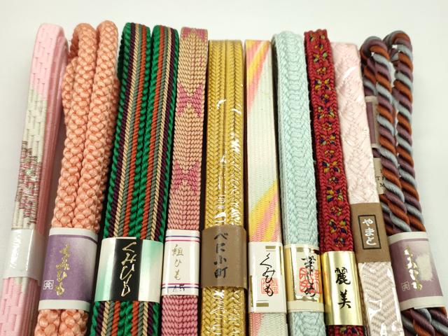 平和屋着物●和装小物　帯締め10本セット　高麗組　冠組　江戸組紐　丸組　やまと誂製　銀糸　逸品　未使用　CABF7574ju