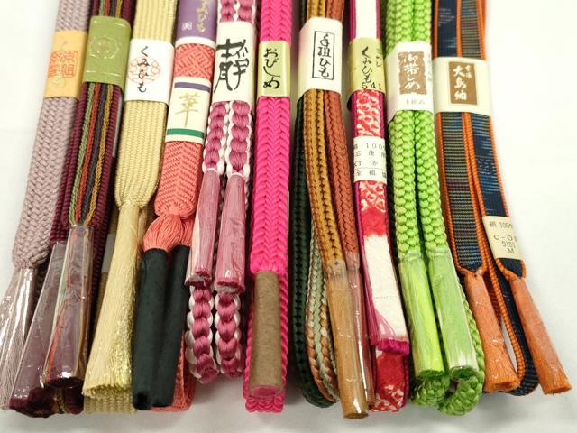 平和屋着物●和装小物　帯締め10本セット　高麗組　本場大島紬　丸源氏組　金糸　逸品　未使用　CABF7576ju