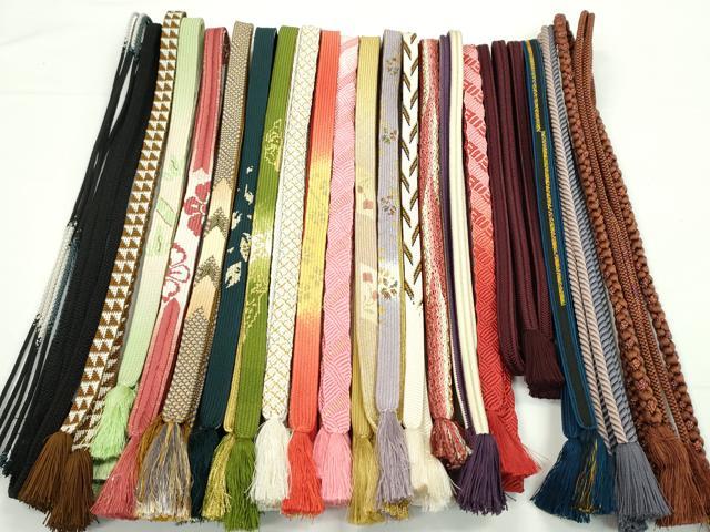 平和屋着物●和装小物　帯締め20本セット　高麗組　笹浪組　冠組　金糸　長尺あり　未使用あり　逸品　CABF7598ju