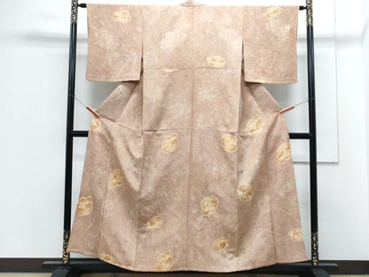 平和屋着物▽上質な小紋　単衣　地紋起こし　草花文　暈し染め　正絹　逸品　CABF7643th