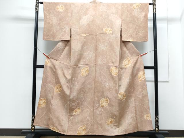 平和屋着物▽上質な小紋　単衣　地紋起こし　草花文　暈し染め　正絹　逸品　CABF7643th