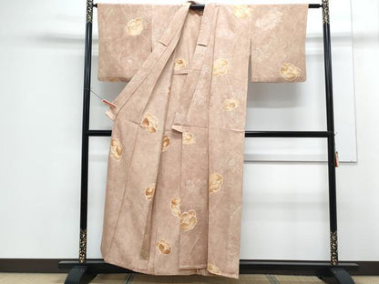 平和屋着物▽上質な小紋　単衣　地紋起こし　草花文　暈し染め　正絹　逸品　CABF7643th