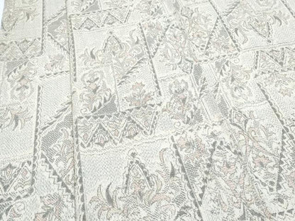 平和屋着物▽塩沢紬　単衣　吉祥花文　正絹　逸品　CABF7644th