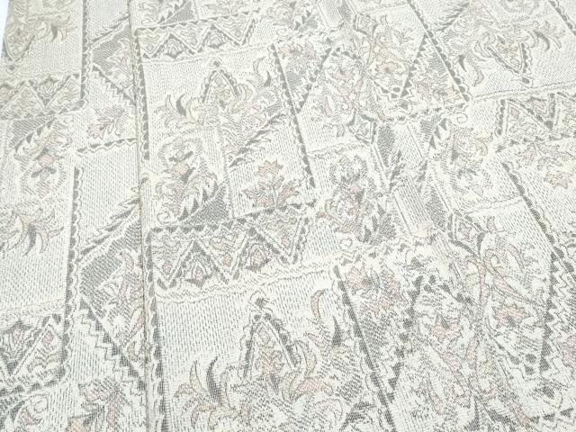 平和屋着物▽塩沢紬　単衣　吉祥花文　正絹　逸品　CABF7644th