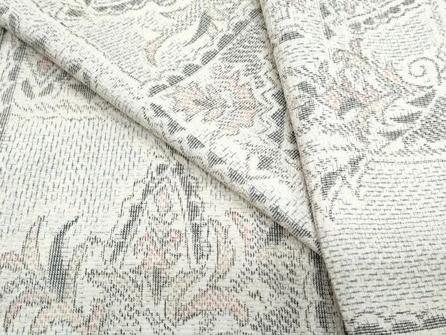 平和屋着物▽塩沢紬　単衣　吉祥花文　正絹　逸品　CABF7644th