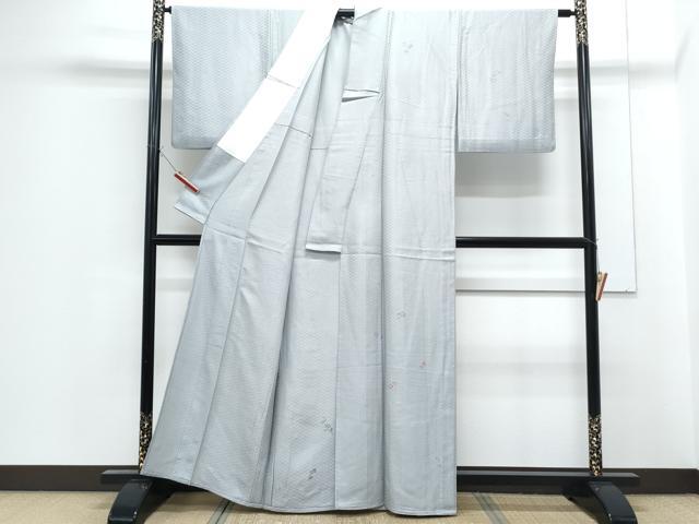 平和屋着物▽訪問着　単衣　枝花文　反端付き　正絹　逸品　CABF7645th