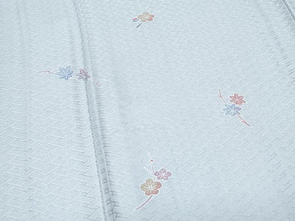 平和屋着物▽訪問着　単衣　枝花文　反端付き　正絹　逸品　CABF7645th