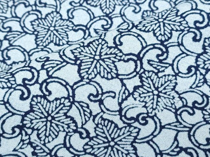 平和屋着物▽上質な小紋　単衣　藍　型染め　花唐草文　正絹　逸品　CABF7646th