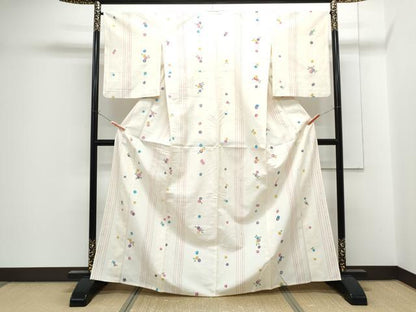 平和屋着物▽上質な紬　単衣　花間道　正絹　逸品　CABF7648th