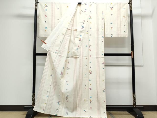 平和屋着物▽上質な紬　単衣　花間道　正絹　逸品　CABF7648th