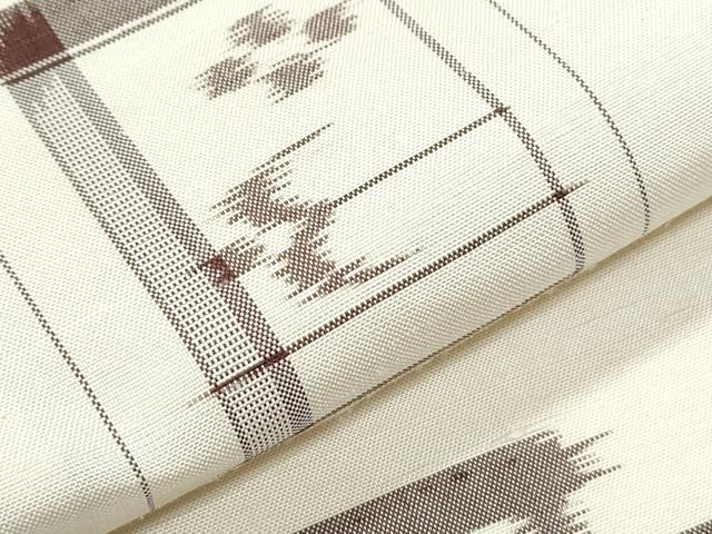 平和屋着物▽上質な紬　単衣　琉球絣文様　正絹　逸品　CABF7649th