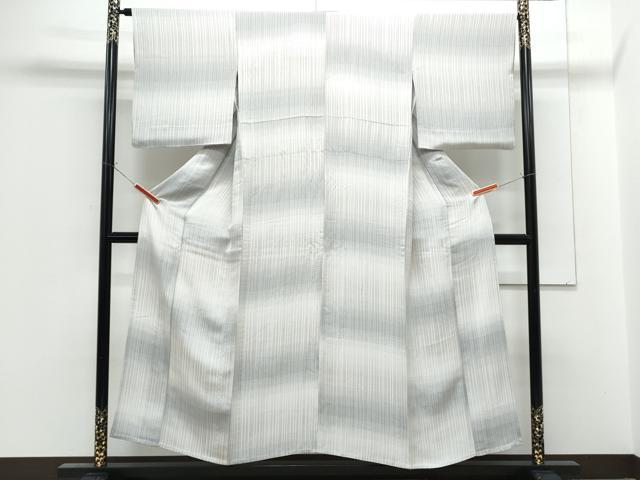 平和屋着物▽上質なお召　単衣　格子文　まるやま扱い　正絹　逸品　CABF7650th