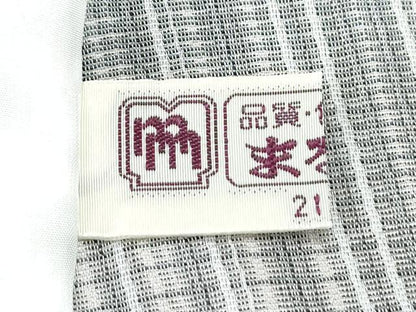 平和屋着物▽上質なお召　単衣　格子文　まるやま扱い　正絹　逸品　CABF7650th