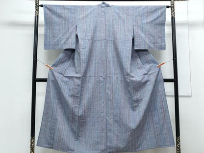 平和屋着物▽上質な紬　単衣　間道　正絹　逸品　CABF7652th
