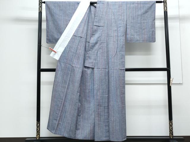 平和屋着物▽上質な紬　単衣　間道　正絹　逸品　CABF7652th