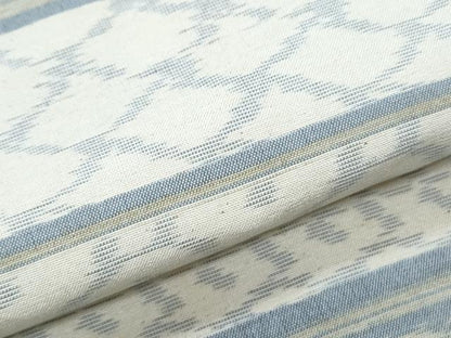 平和屋着物▽上質な紬　単衣　横段花文　正絹　逸品　CABF7653th