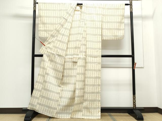 平和屋着物▽塩沢紬　単衣　吉祥文　正絹　逸品　CABF7655th