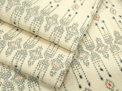 平和屋着物▽塩沢紬　単衣　吉祥文　正絹　逸品　CABF7655th