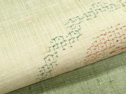 平和屋着物▽結城紬　単衣　80亀甲　吉祥花文　正絹　逸品　CABF7657th
