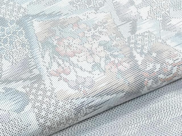 平和屋着物▽本場大島紬　単衣　白大島　9マルキ　流水冊子花文　正絹　逸品　CABF7658th