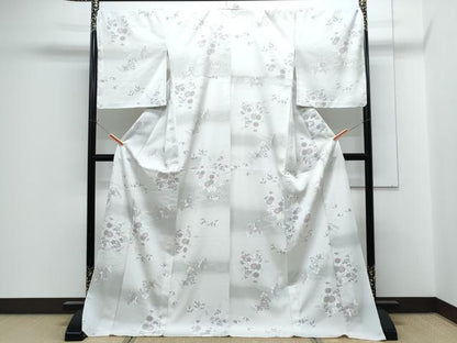 平和屋着物▽小紋　単衣　草花文　暈し染め　ロング丈　洗える着物　CABF7659th