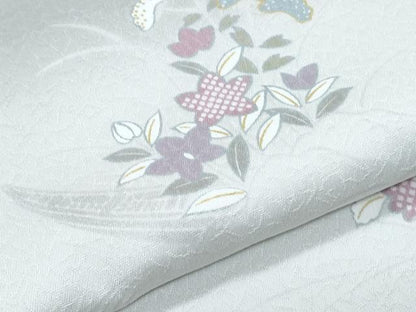 平和屋着物▽小紋　単衣　草花文　暈し染め　ロング丈　洗える着物　CABF7659th