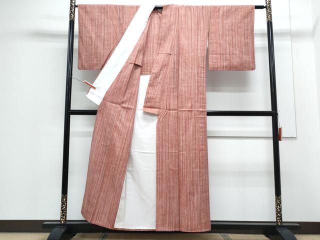 平和屋着物▽上質な紬　単衣　間道　正絹　逸品　CABF7660th
