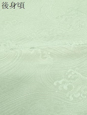 平和屋着物▽上質な色無地　単衣　立波地紋　山葵色　高島屋扱い　正絹　逸品　CABF7662th