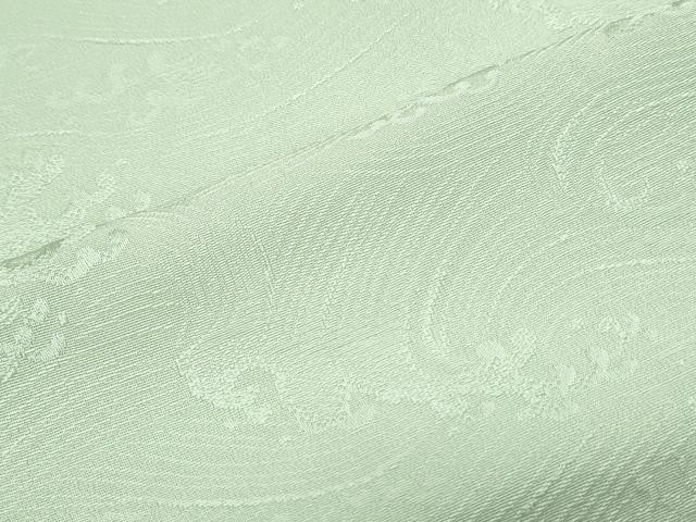 平和屋着物▽上質な色無地　単衣　立波地紋　山葵色　高島屋扱い　正絹　逸品　CABF7662th