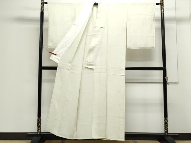 平和屋着物▽上質な色無地　単衣　草花地紋　若芽色　正絹　逸品　CABF7664th