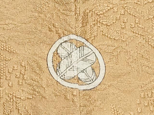平和屋着物▽上質な色無地　単衣　南天地紋　飴色　正絹　逸品　CABF7668th