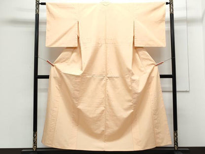 平和屋着物▽上質な紬　単衣　色無地　洒落柿色　正絹　逸品　CABF7672th