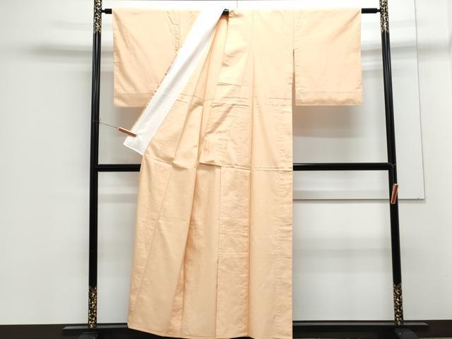 平和屋着物▽上質な紬　単衣　色無地　洒落柿色　正絹　逸品　CABF7672th