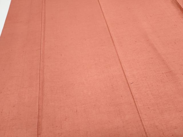 平和屋着物▽上質な色無地　単衣　作家物　草木染　珊瑚色　正絹　逸品　CABF7673th