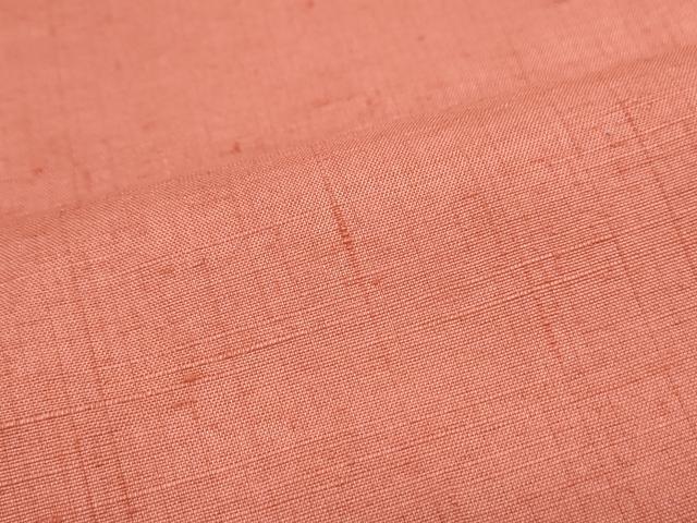 平和屋着物▽上質な色無地　単衣　作家物　草木染　珊瑚色　正絹　逸品　CABF7673th