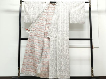 平和屋着物▽上質な紬　単衣　蔦の葉間道　正絹　逸品　CABF7674th