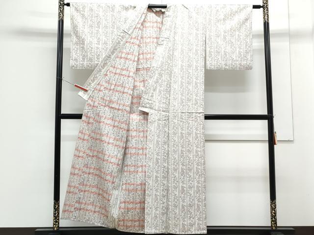平和屋着物▽上質な紬　単衣　蔦の葉間道　正絹　逸品　CABF7674th