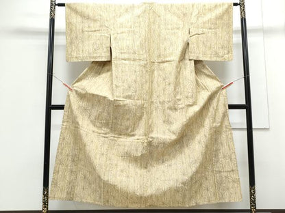 平和屋着物▽上質な紬　単衣　麻の葉文様　正絹　逸品　CABF7675th