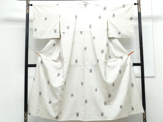 平和屋着物▽本塩沢　単衣　舞花文　正絹　逸品　CABF7679th