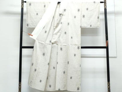 平和屋着物▽本塩沢　単衣　舞花文　正絹　逸品　CABF7679th
