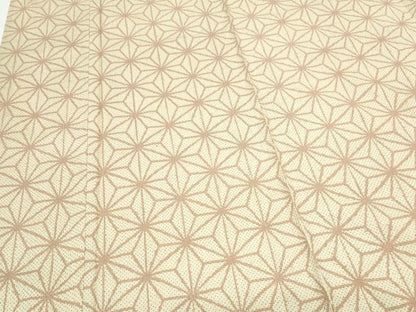 平和屋着物▽上質な紬　単衣　麻の葉文様　正絹　逸品　CABF7680th