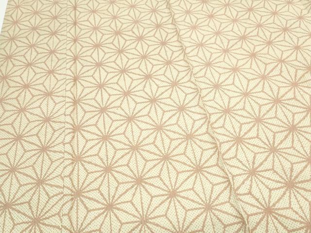 平和屋着物▽上質な紬　単衣　麻の葉文様　正絹　逸品　CABF7680th