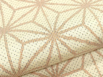 平和屋着物▽上質な紬　単衣　麻の葉文様　正絹　逸品　CABF7680th