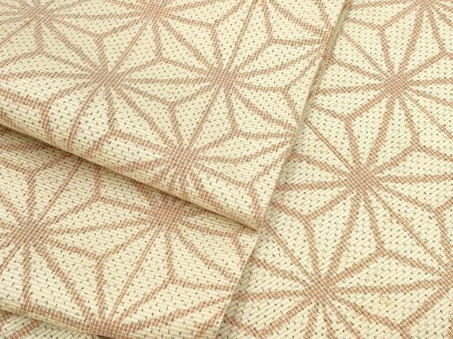 平和屋着物▽上質な紬　単衣　麻の葉文様　正絹　逸品　CABF7680th