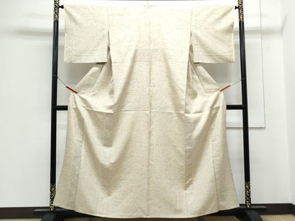平和屋着物▽ぜんまい紬　単衣　霞文　さが美扱い　正絹　逸品　CABF7681th