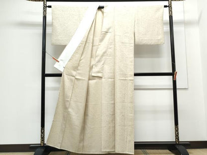 平和屋着物▽ぜんまい紬　単衣　霞文　さが美扱い　正絹　逸品　CABF7681th