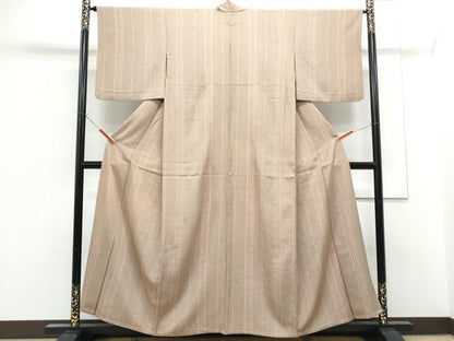 平和屋着物▽上質な小紋　単衣　草花間道　正絹　逸品　CABF7682th